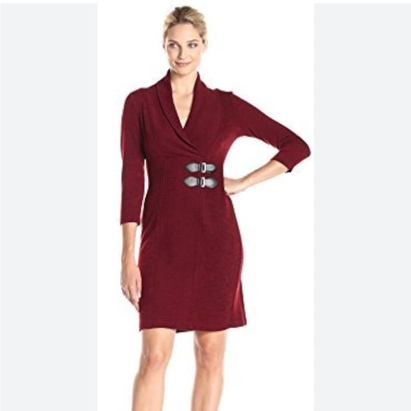 Connected Apparel Women's Three-Quarter Sleeve V-Neck Sweater Dress Size 8 - Picture 1 of 10